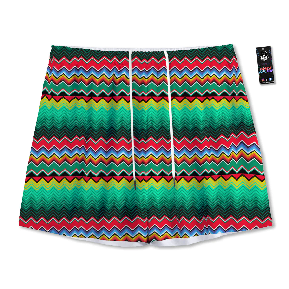 Mexican Blanket Zigzag Colorful Print Mesh Shorts