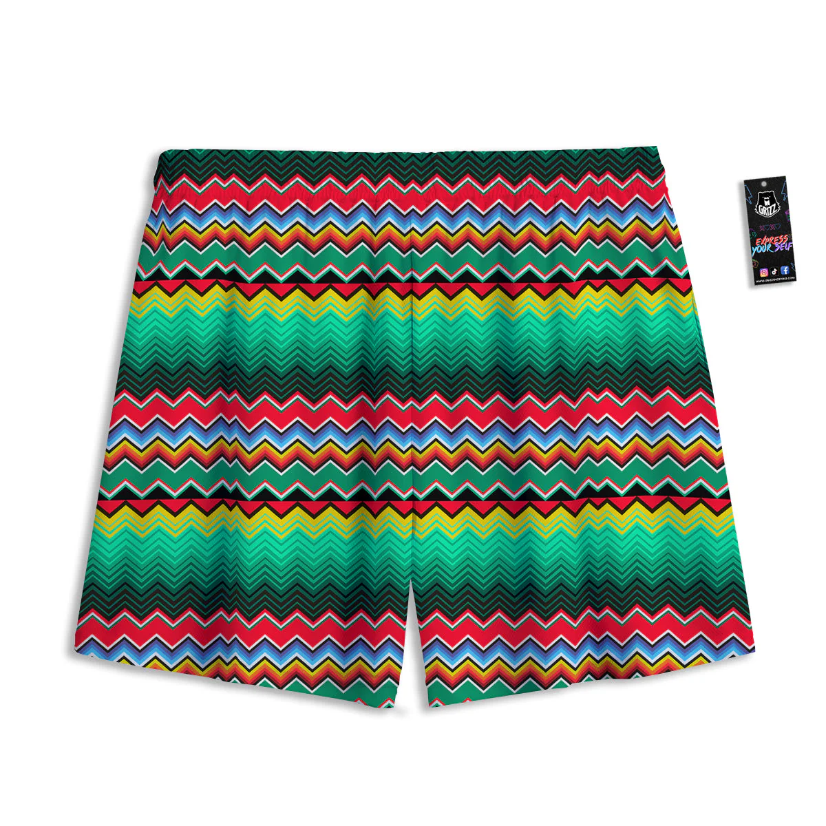 Mexican Blanket Zigzag Colorful Print Mesh Shorts - Image 2