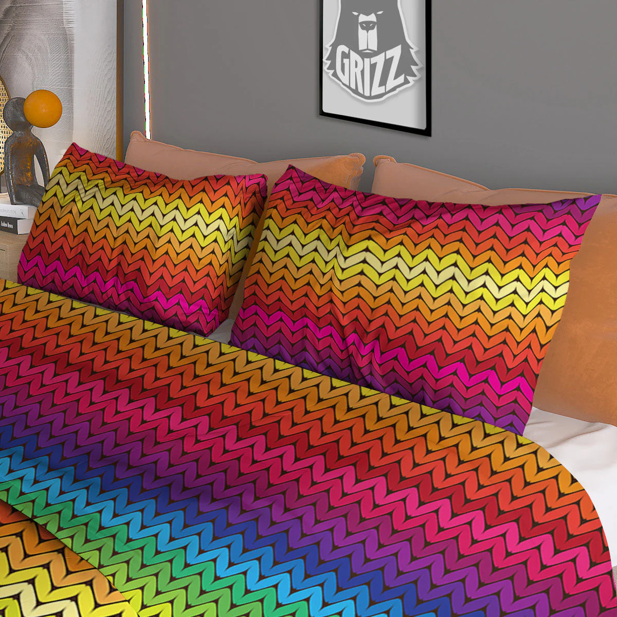 Mexican Rainbow Knitted Print Pattern Duvet Cover Bedding Set - Image 3