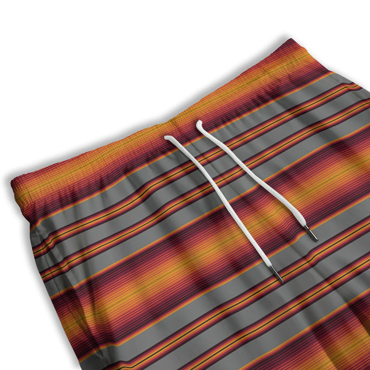 Mexican Serape Grey Orange Print Men's Athletic Shorts - Image 3