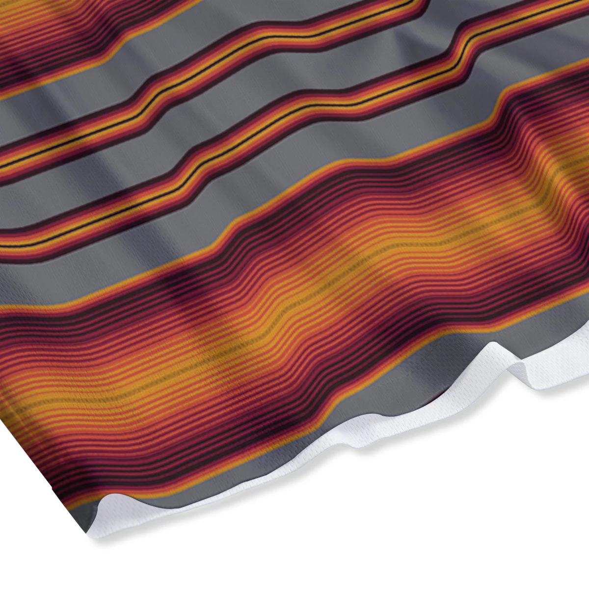 Mexican Serape Grey Orange Print Mesh Shorts - Image 4