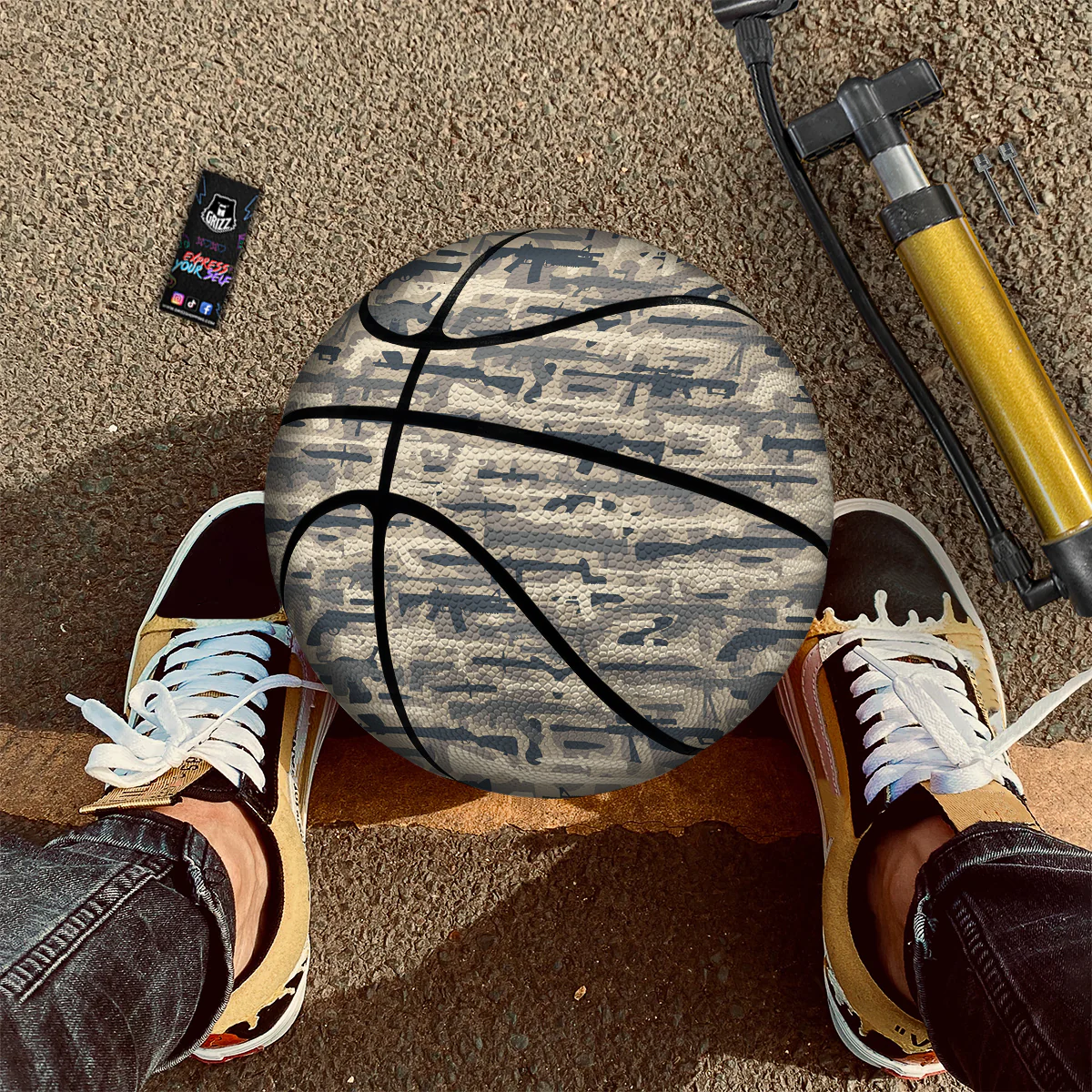 Military Gun Air Force Camo Print Basketball - Image 2