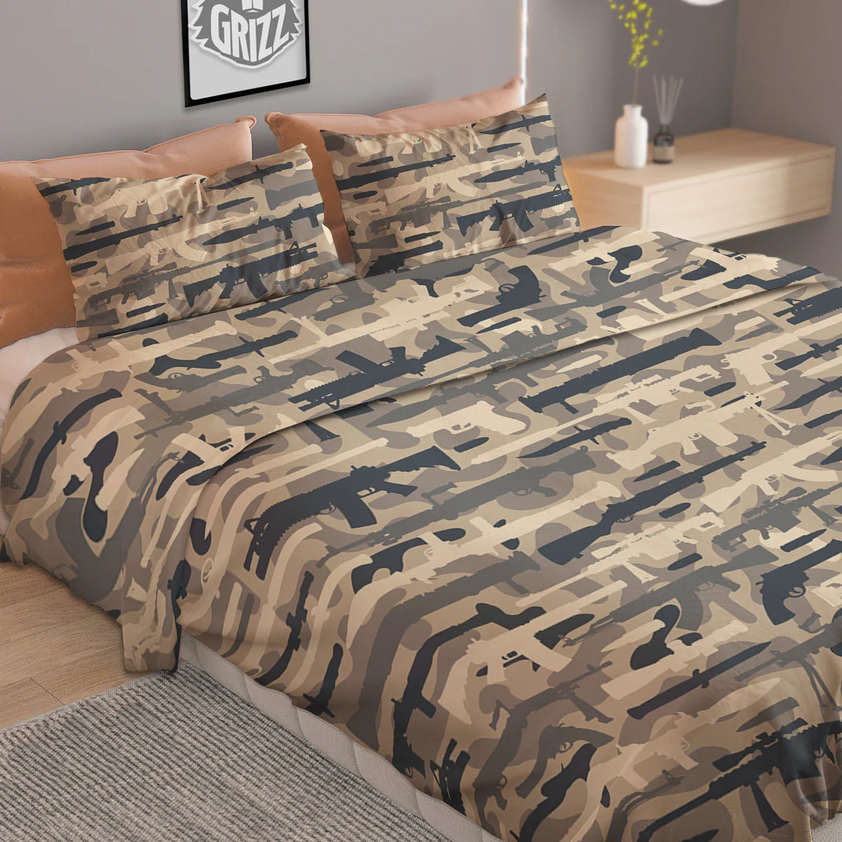Military Gun Air Force Camo Print Duvet Cover Bedding Set - Image 2