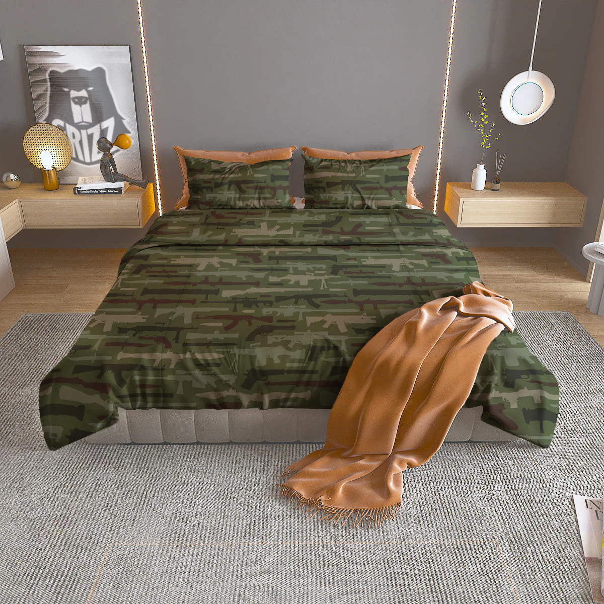 Military Gun Camo Print Duvet Cover Bedding Set