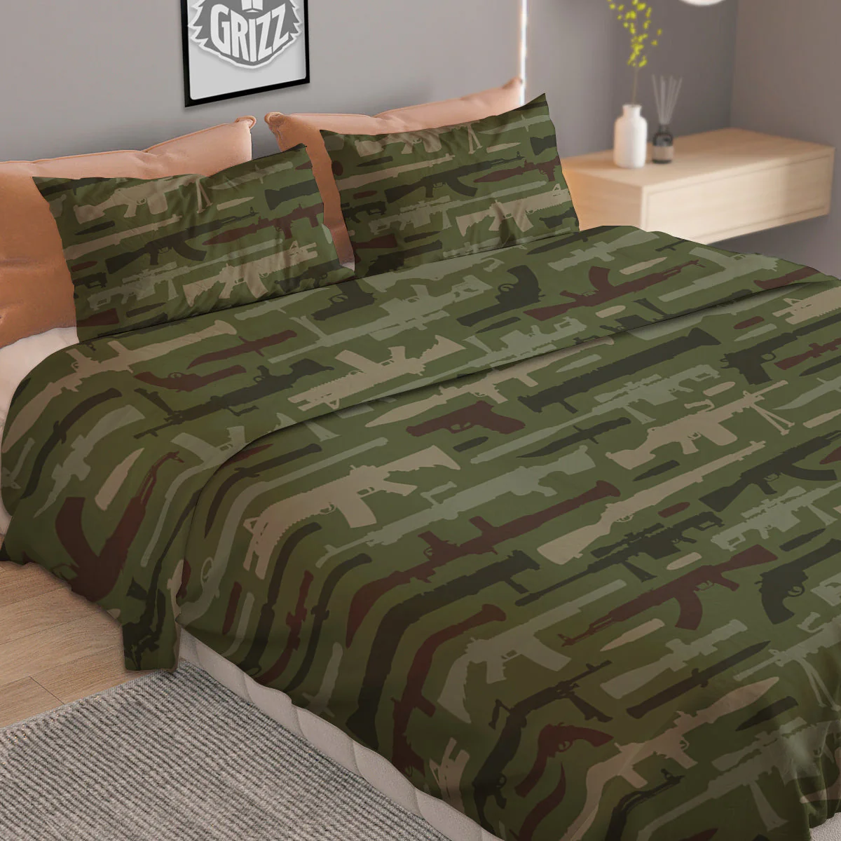 Military Gun Camo Print Duvet Cover Bedding Set - Image 2