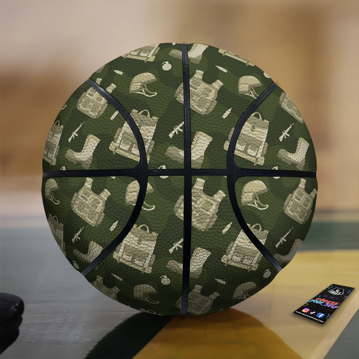 Military Helmet Backpack Print Pattern Basketball