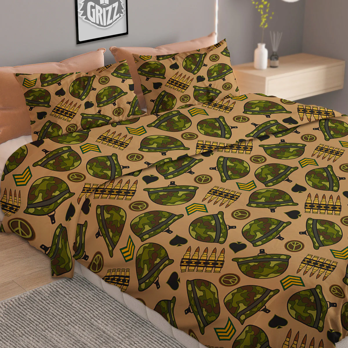 Military USA Print Pattern Duvet Cover Bedding Set - Image 2