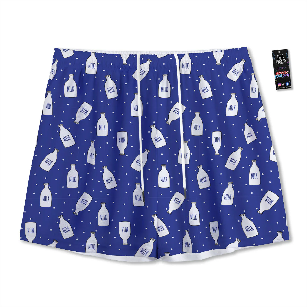 Milk Pattern Print Mesh Shorts