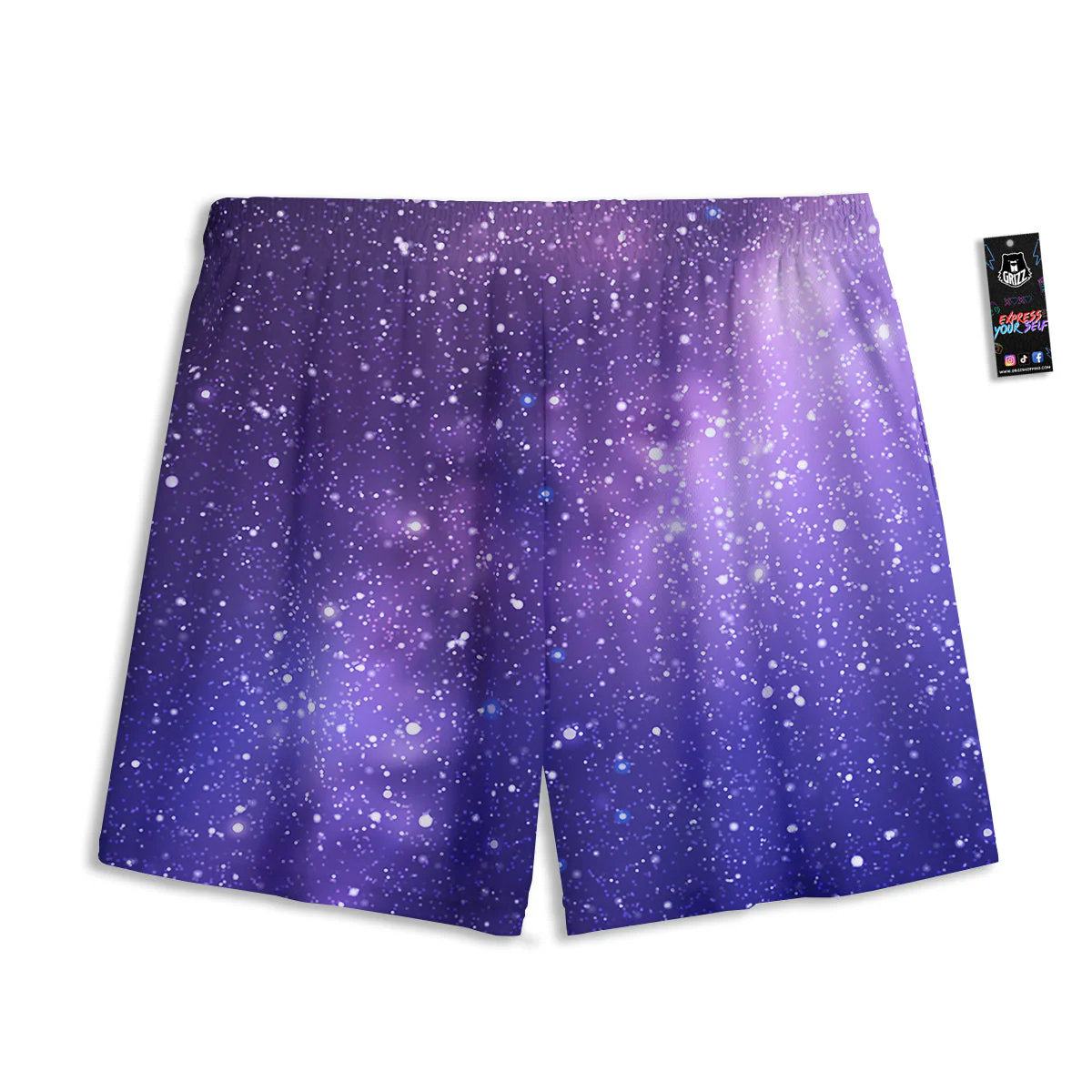 Milky Way Galaxy Space Dark Purple Print Mesh Shorts - Image 2