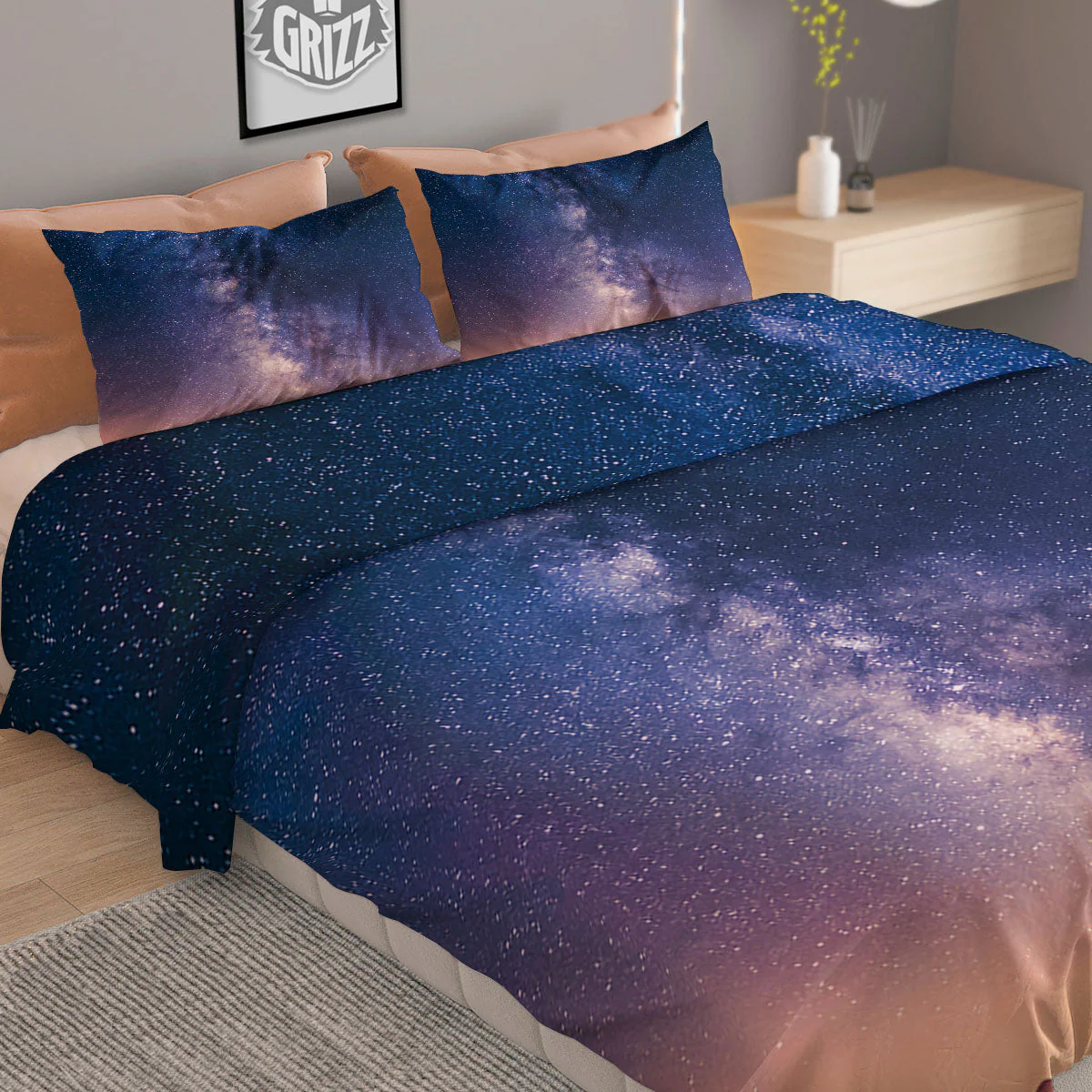 Milky Way Night Sky Print Duvet Cover Bedding Set - Image 2