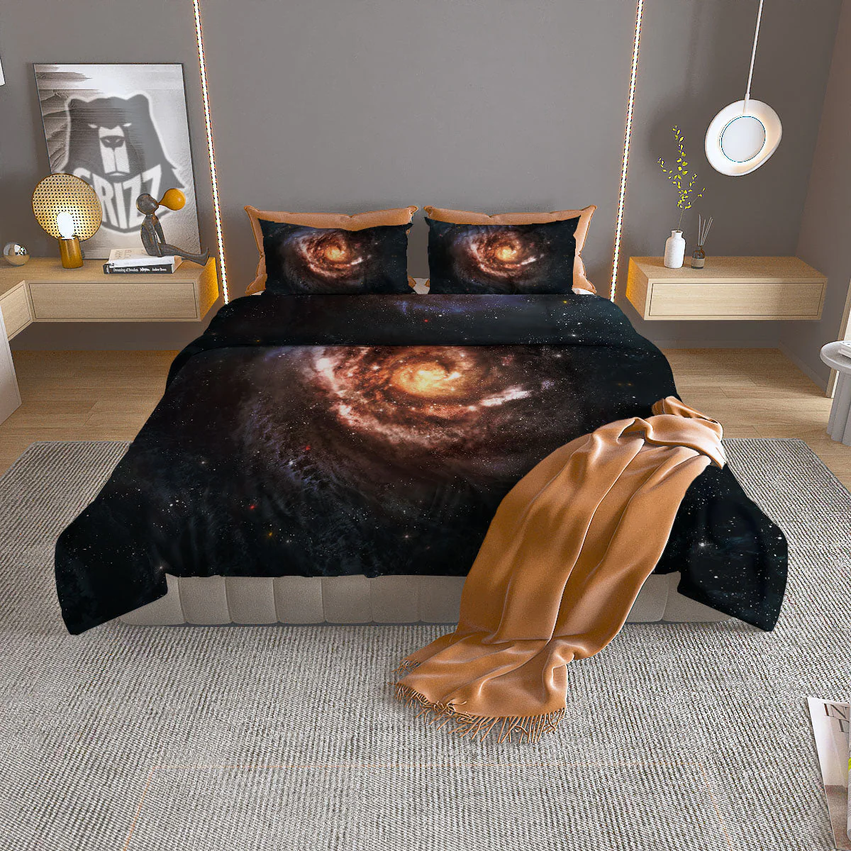 Milky Way Spiral Print Duvet Cover Bedding Set
