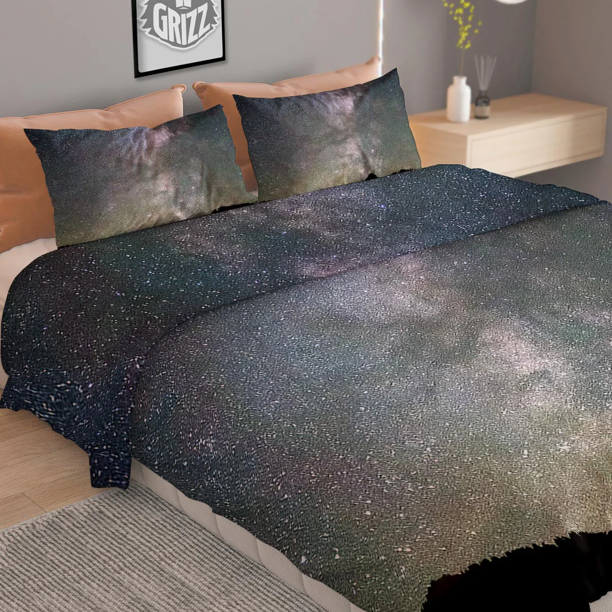 Milky Way Stars Night Print Duvet Cover Bedding Set - Image 2