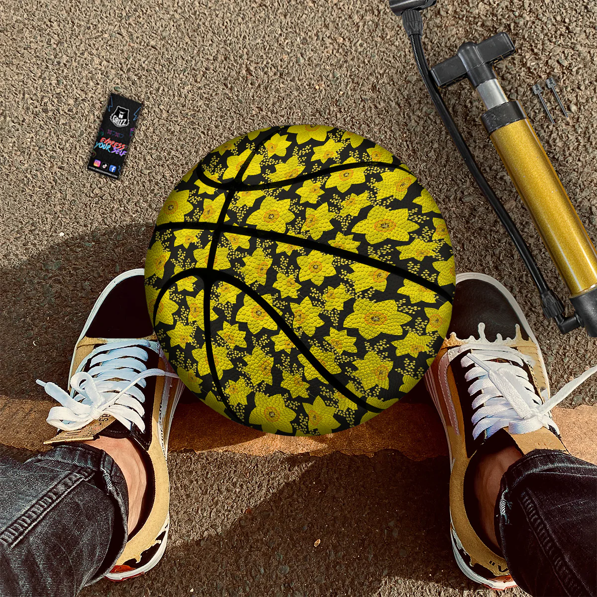 Mimosa And Daffodil Print Pattern Basketball - Image 2