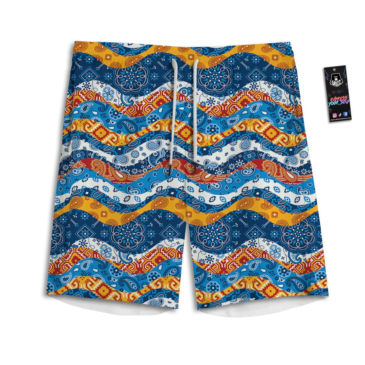 Mix Bandanna Kerchief Print Pattern Men's Athletic Shorts