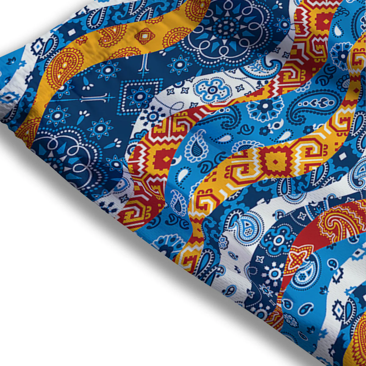 Mix Bandanna Kerchief Print Pattern Mesh Shorts - Image 3