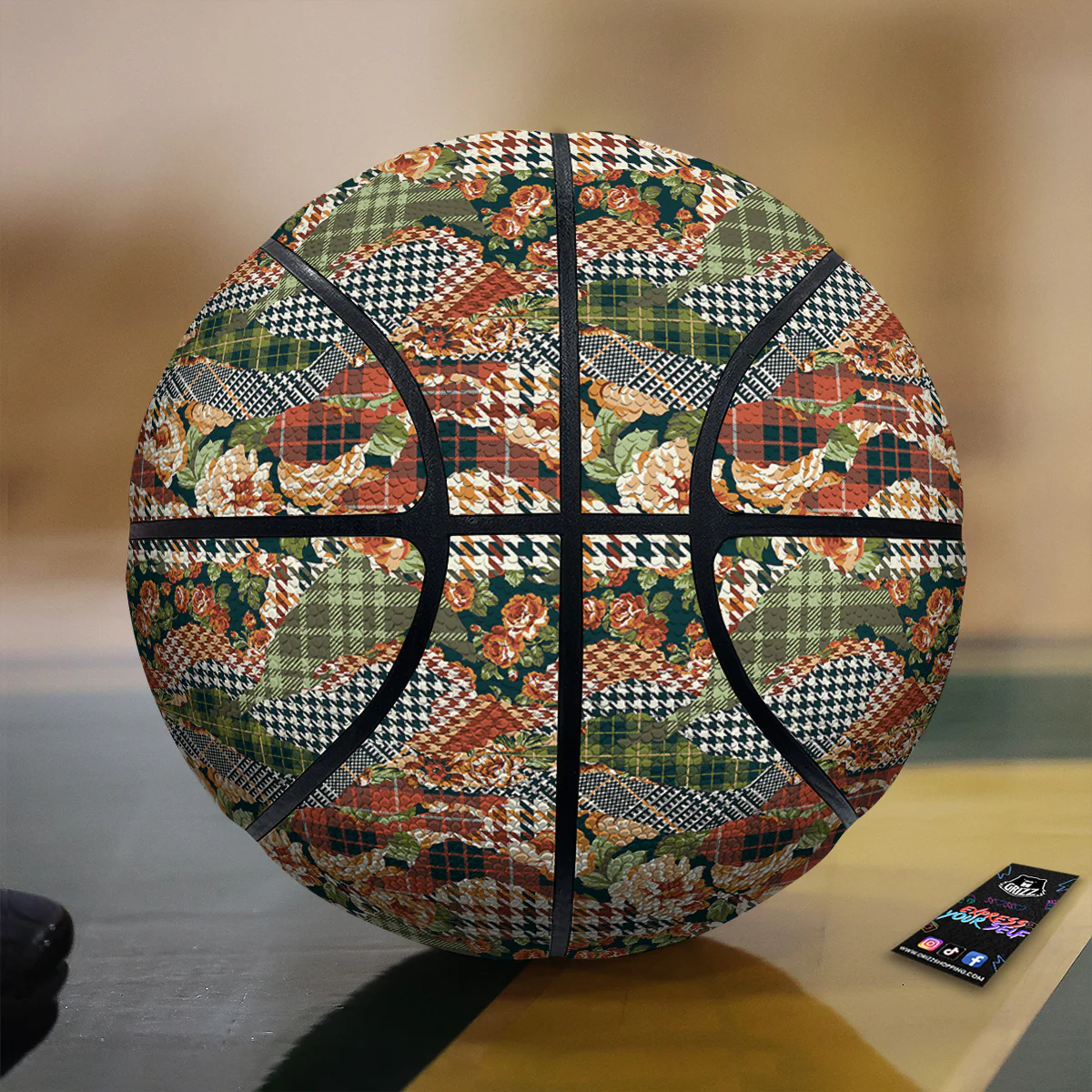 Mix Houndstooth Tartan Print Pattern Basketball