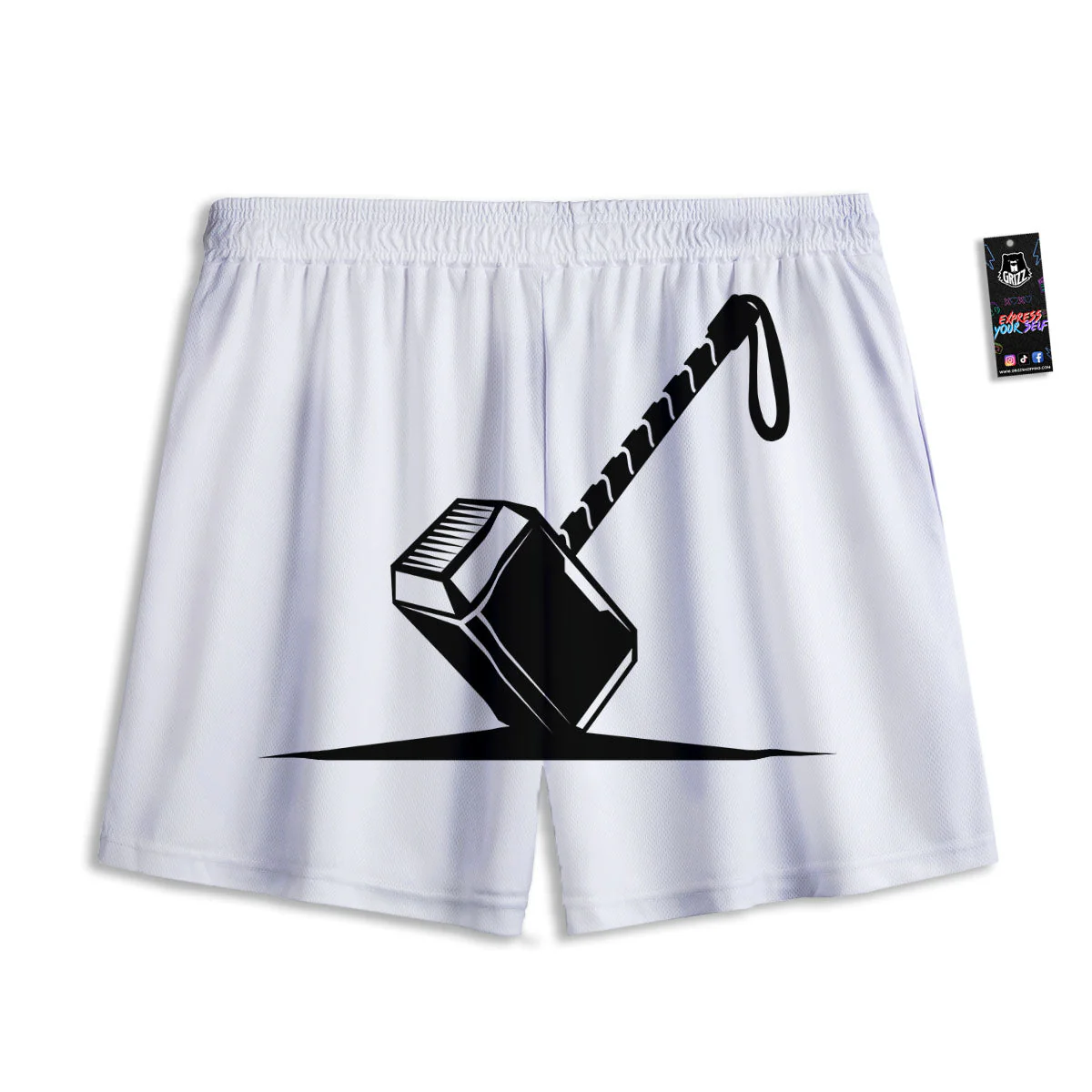 Mjolnir Hammer Of Thor Print Mesh Shorts - Image 2