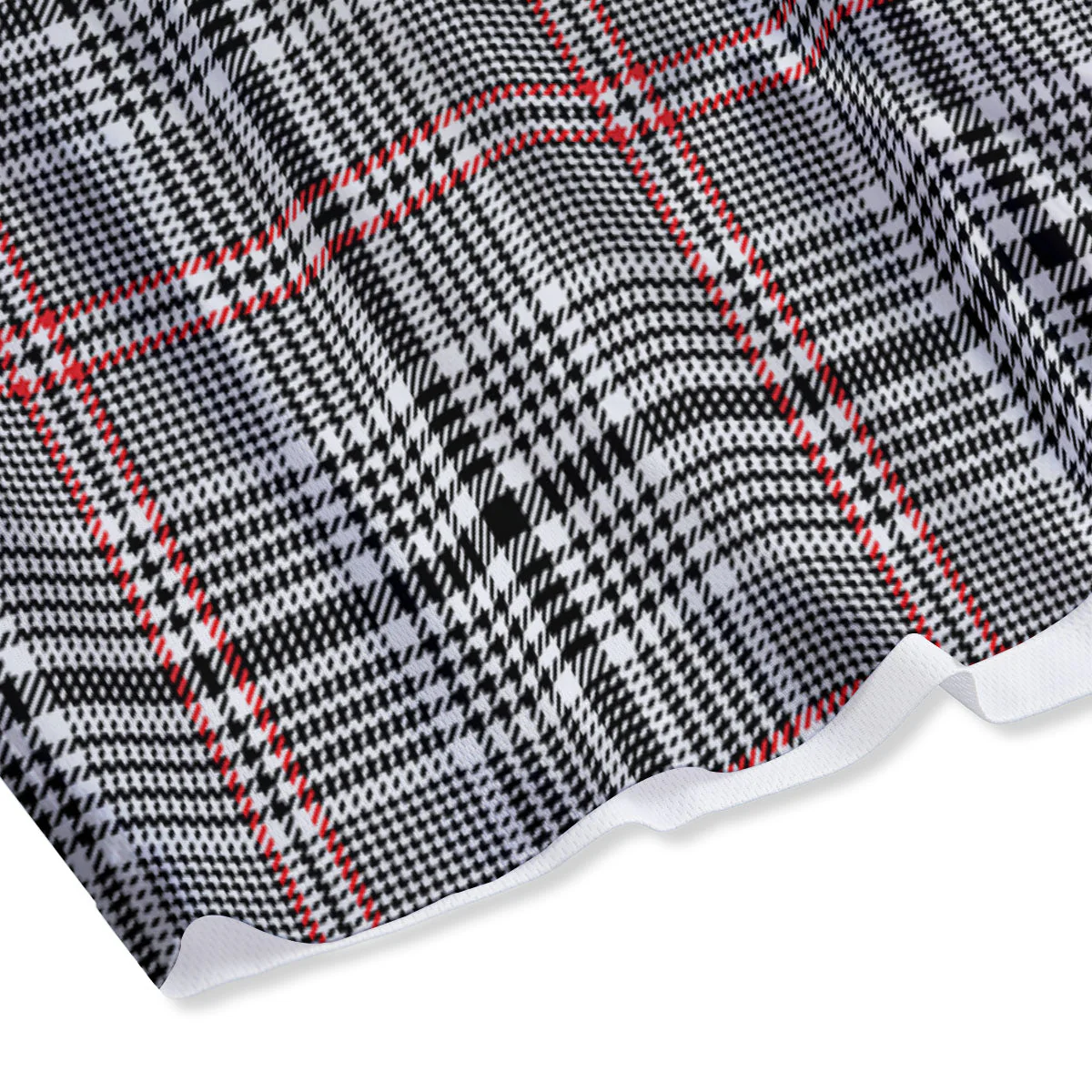 Modern Tartan Plaid White And Black Red Print Mesh Shorts - Image 4