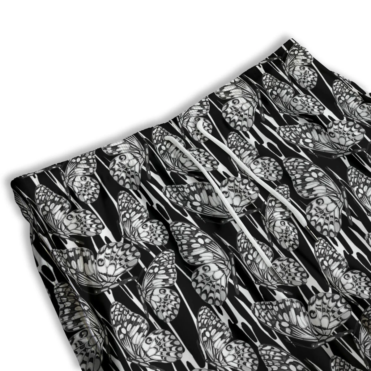 Monochrom Butterfly Print Pattern Men's Athletic Shorts - Image 3