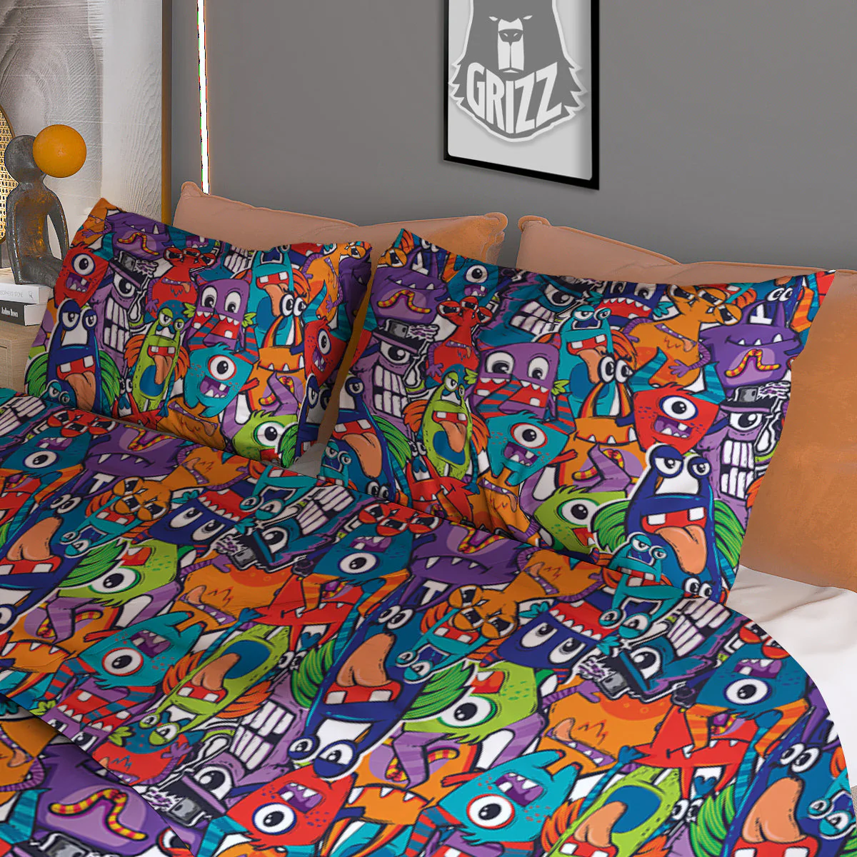 Monster Cute Print Pattern Duvet Cover Bedding Set - Image 3