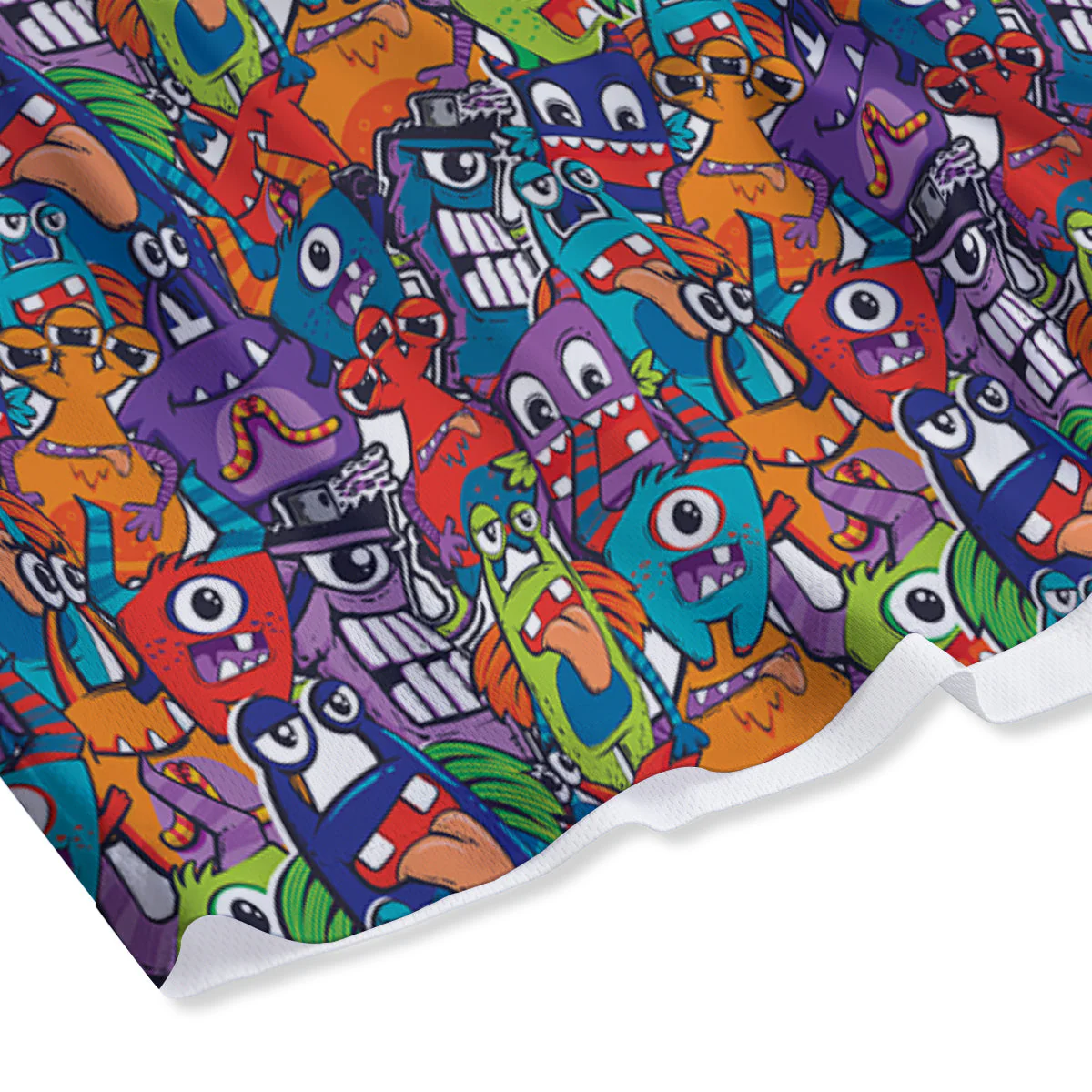 Monster Cute Print Pattern Mesh Shorts - Image 4