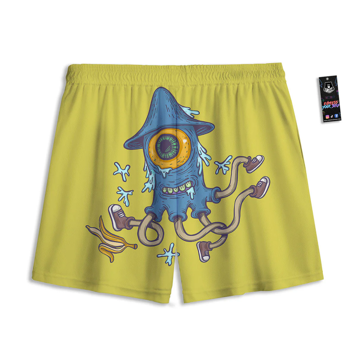 Monster Graffiti Characters Print Mesh Shorts - Image 2