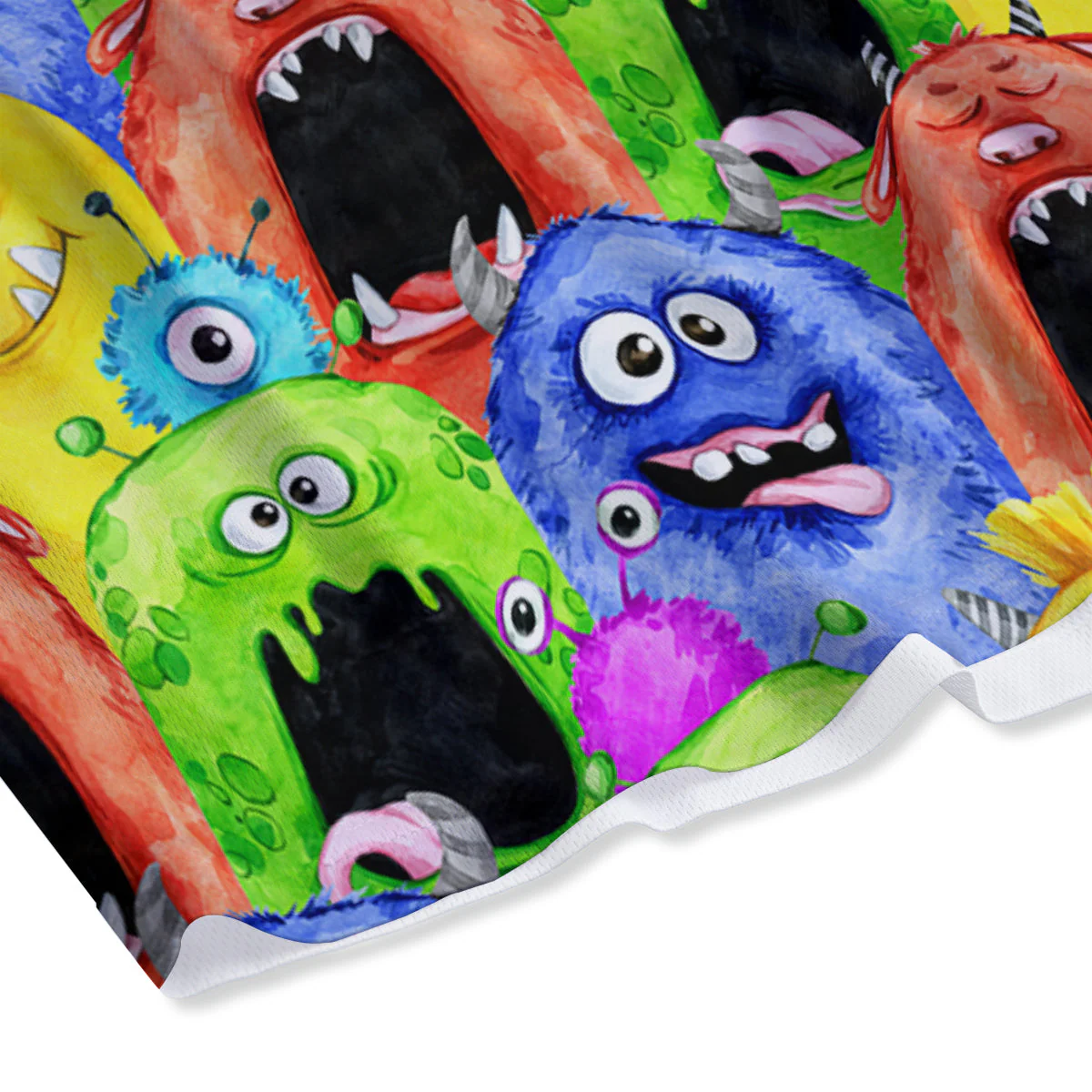 Monster Watercolor Print Pattern Mesh Shorts - Image 4