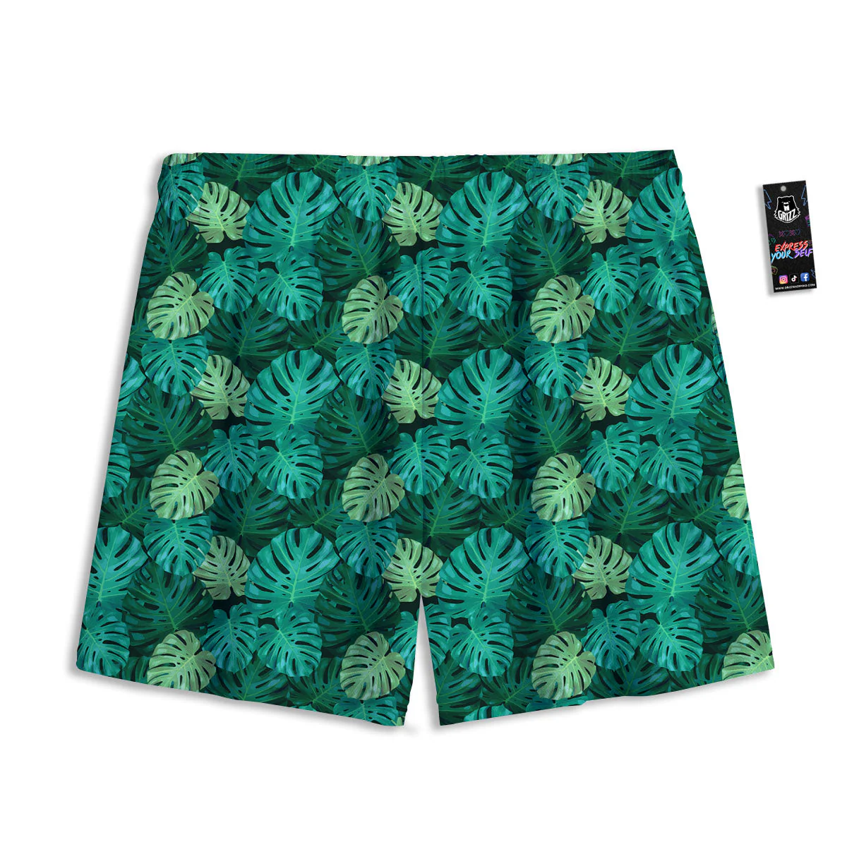 Monstera Leaf Green Print Mesh Shorts - Image 2