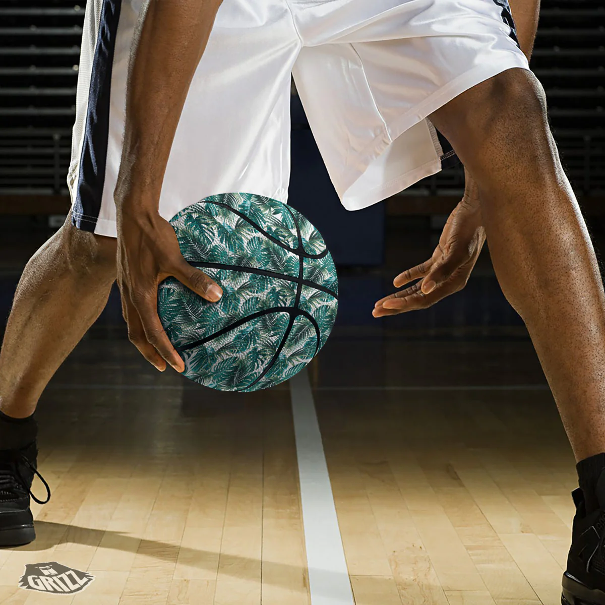 Monstera Leaves Palm Print Pattern Basketball - Image 3