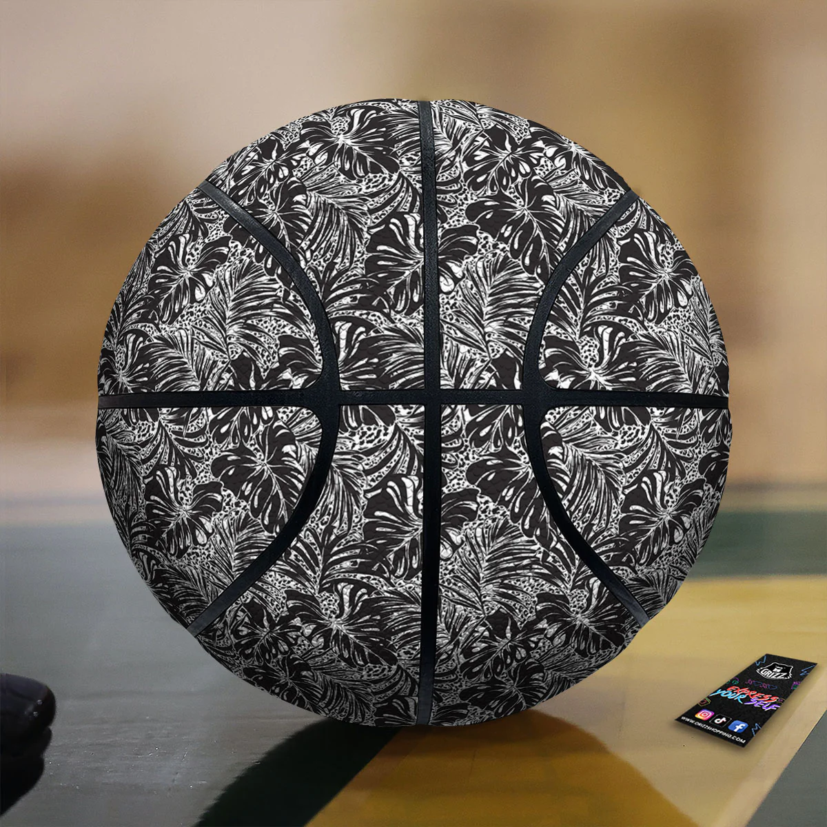 Monstera White And Black Print Pattern Basketball
