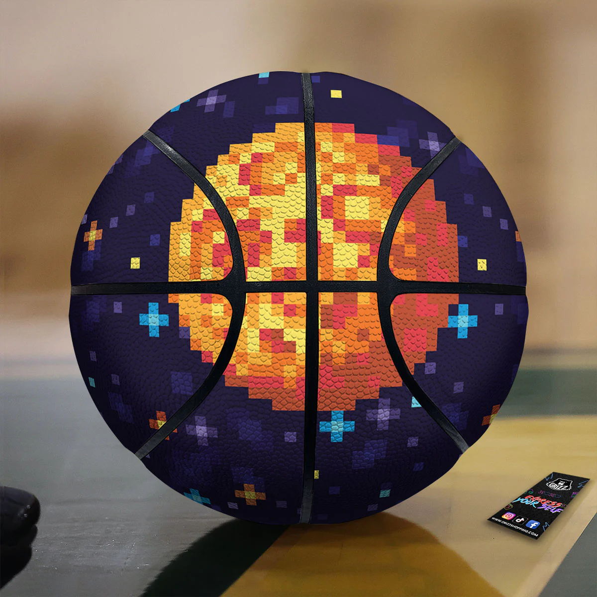 Moon 8-Bit Pixel Print Basketball
