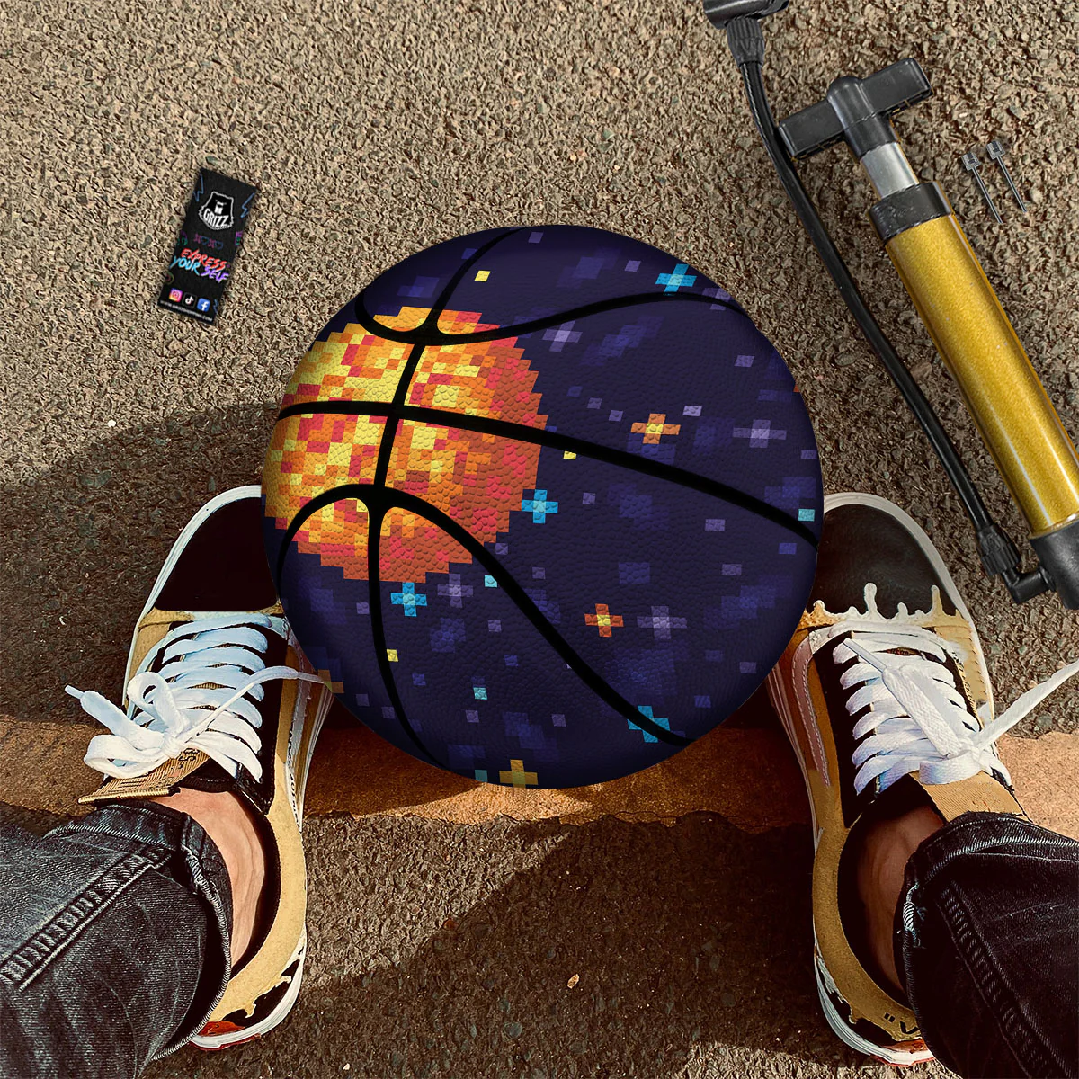 Moon 8-Bit Pixel Print Basketball - Image 2