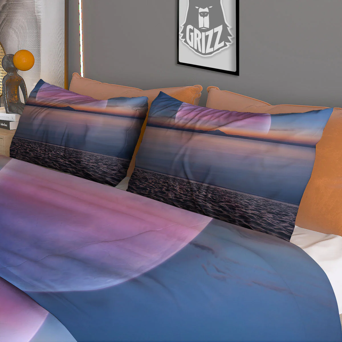 Moon And Beach Print Duvet Cover Bedding Set - Image 3