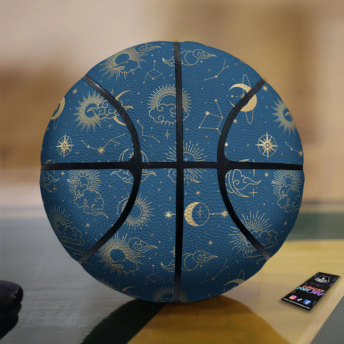 Moon And Blue Sun Print Pattern Basketball