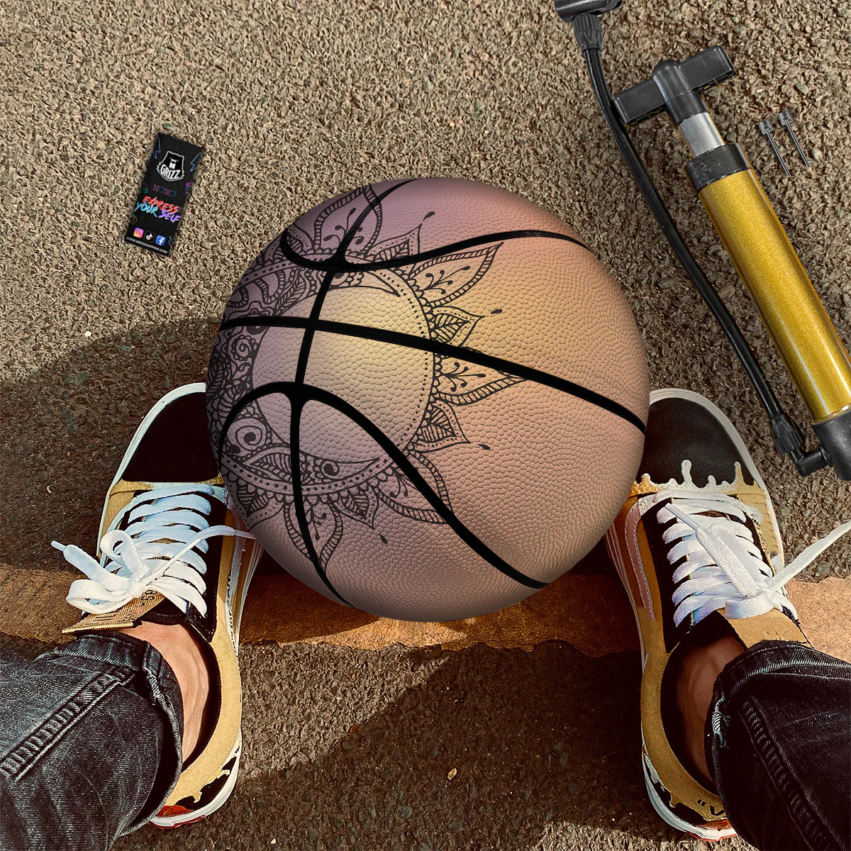Moon And Bohemian Sun Print Basketball - Image 2