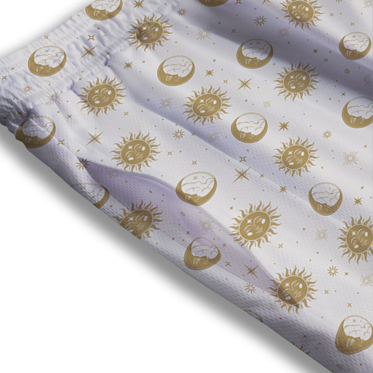 Moon And Gold Sun Print Pattern Mesh Shorts - Image 3