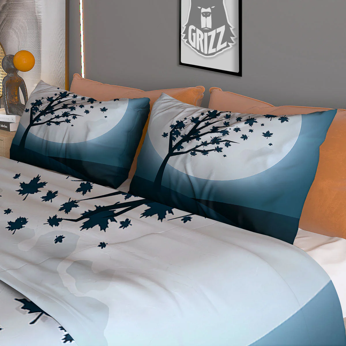 Moon Full Autumn Print Duvet Cover Bedding Set - Image 3