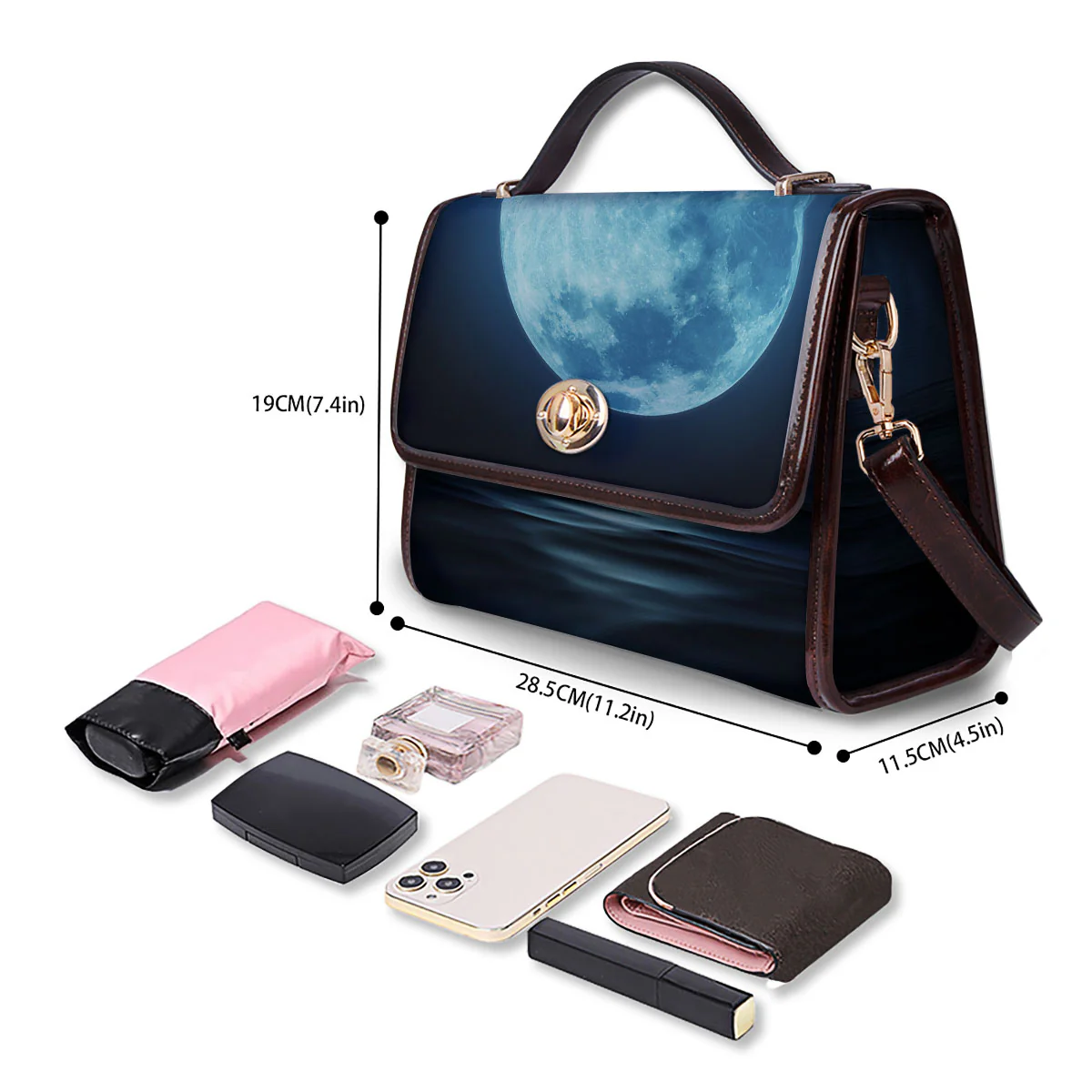 Moonlight And The Sea Print Women's Satchel Bag - Image 4