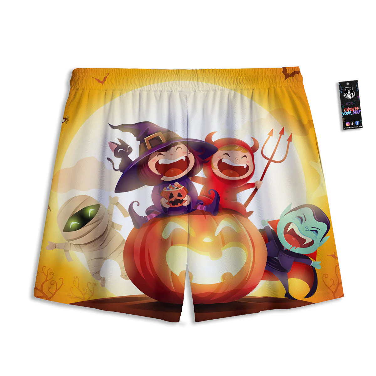Moonlight Halloween Print Mesh Shorts - Image 2
