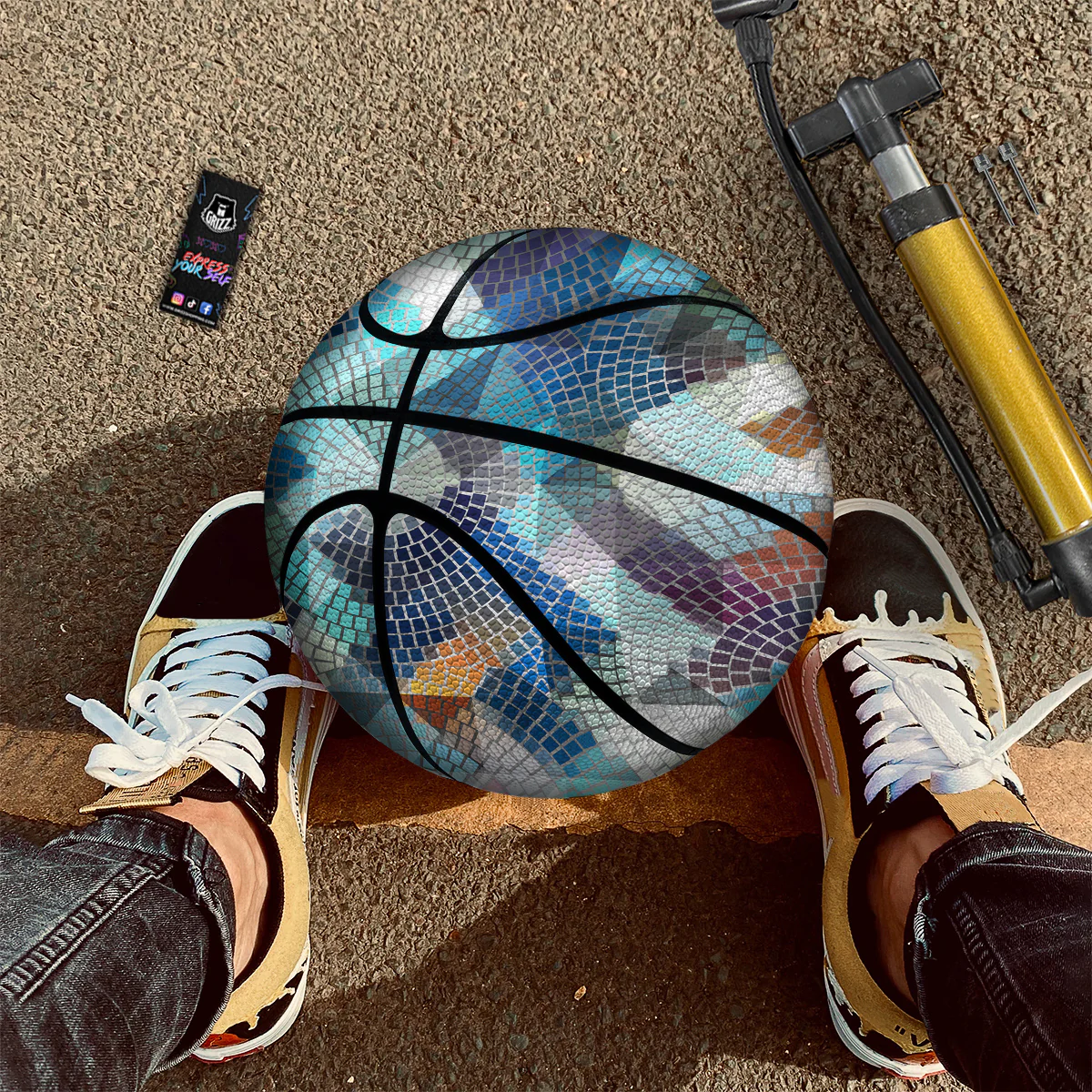 Mosaic Geometric Colorful Print Basketball - Image 2