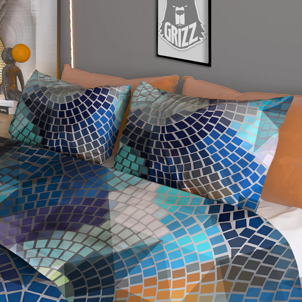 Mosaic Geometric Colorful Print Duvet Cover Bedding Set - Image 3
