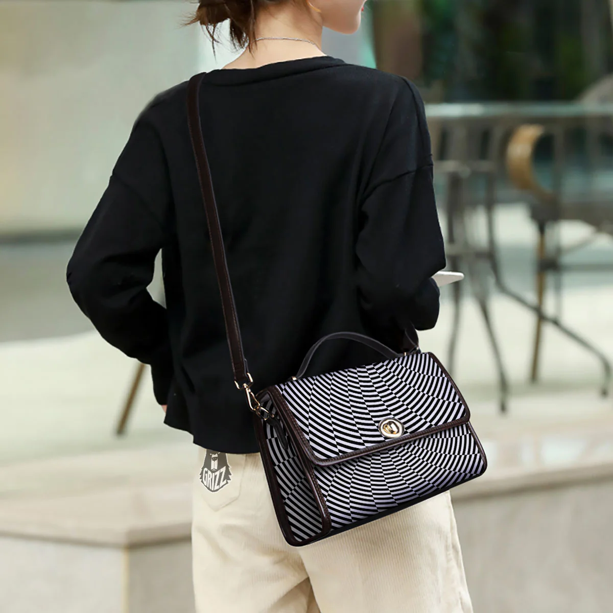 Motion Spiral Illusory Print Women's Satchel Bag - Image 3