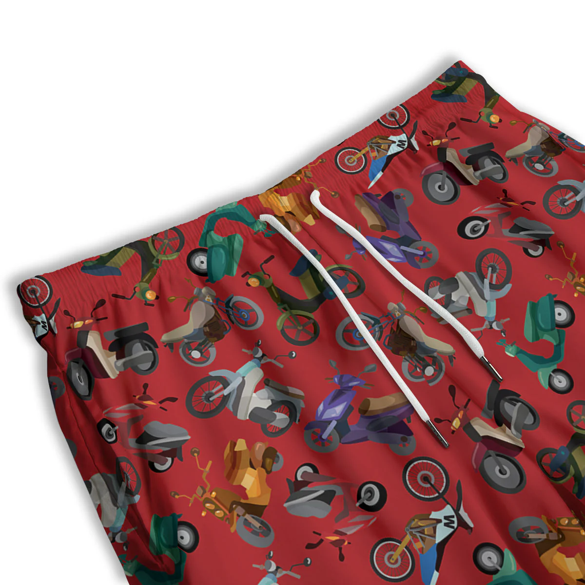 Motorcycle And Red Print Pattern Men's Athletic Shorts - Image 3