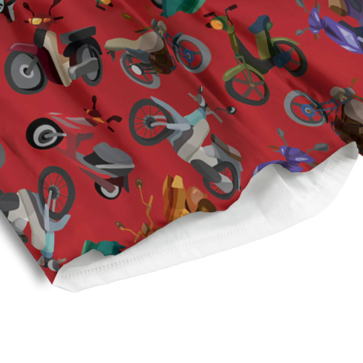 Motorcycle And Red Print Pattern Men's Athletic Shorts - Image 4