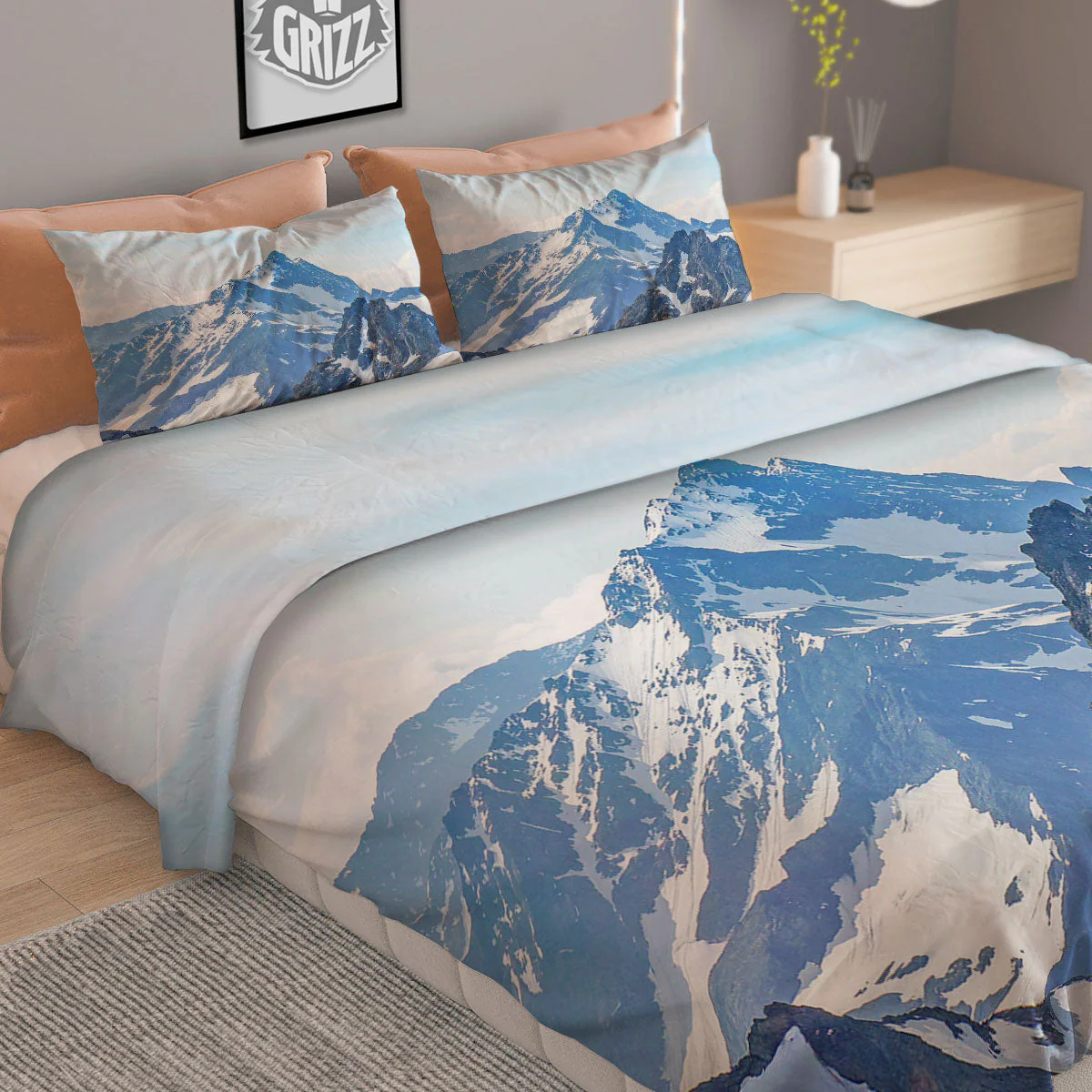 Mountain Alps Print Duvet Cover Bedding Set - Image 2