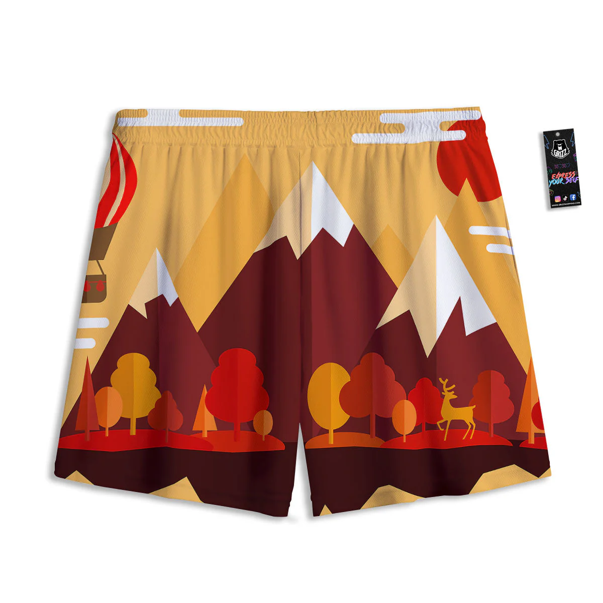Mountain Autumn Print Mesh Shorts - Image 2