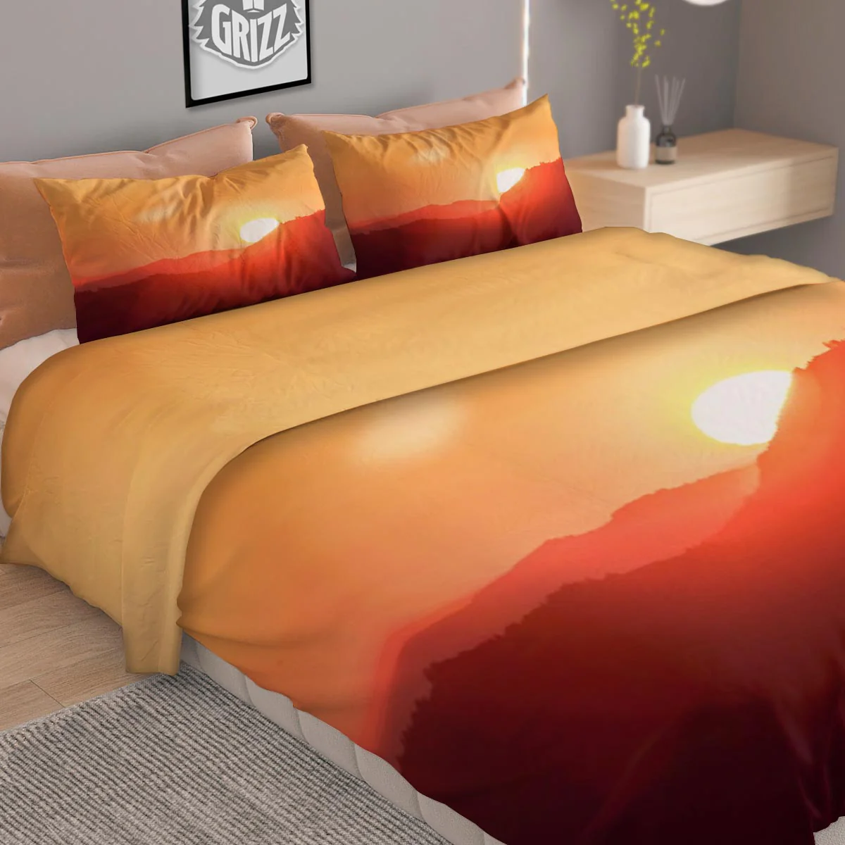 Mountain Sunrise Print Duvet Cover Bedding Set - Image 2