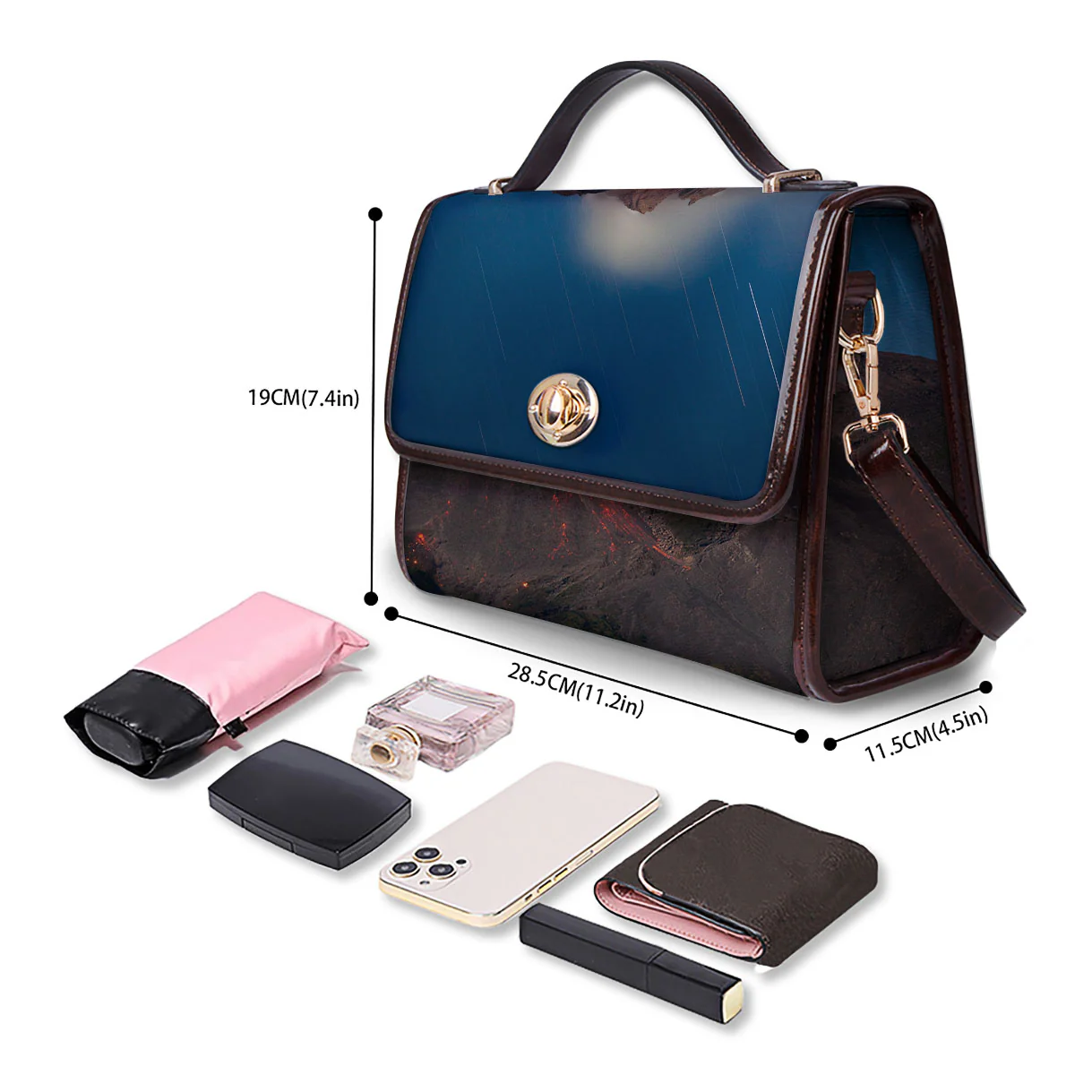 Mountain Volcanic Print Women's Satchel Bag - Image 4