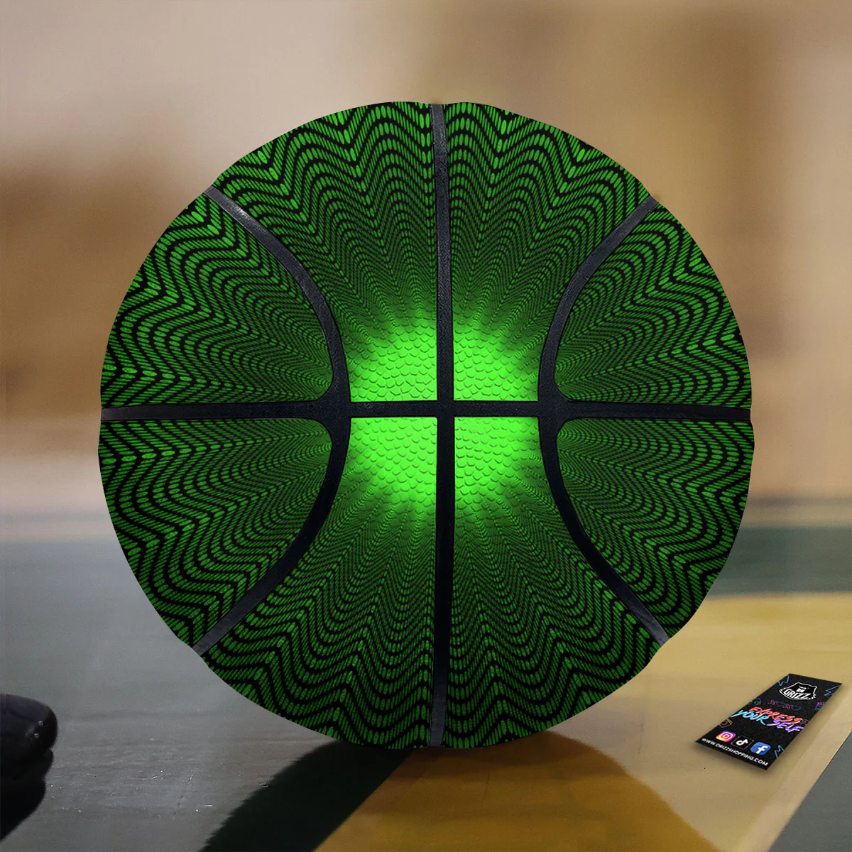 Moving Illusion Optical Green Dizzy Basketball
