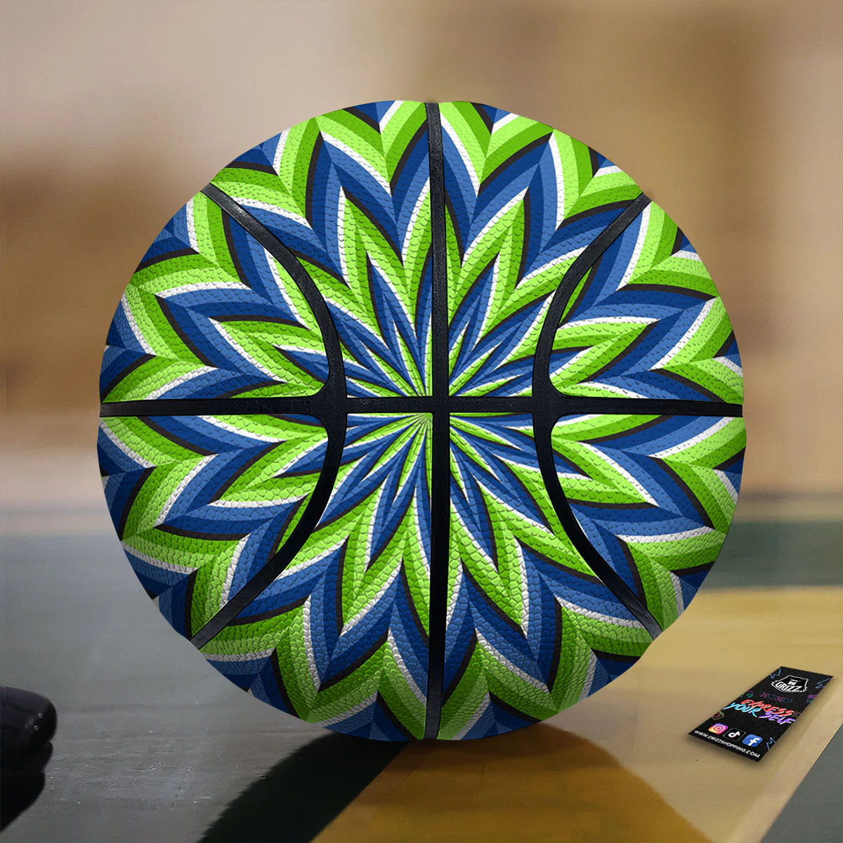 Moving Illusion Optical Green Flower Basketball